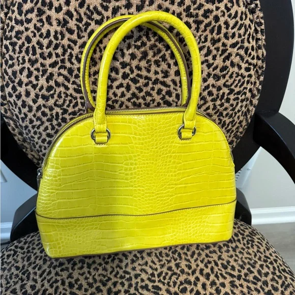Anne Klein Yellow Croc-Embossed Satchel - Picture 6 of 7